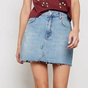 Topshop Moto Frayed Hem Miniskirt